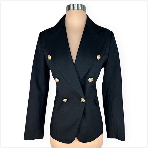 Lioness Black Palermo Double Breasted Gold Buttons Blazer Jacket NWT New S - Picture 5 of 7